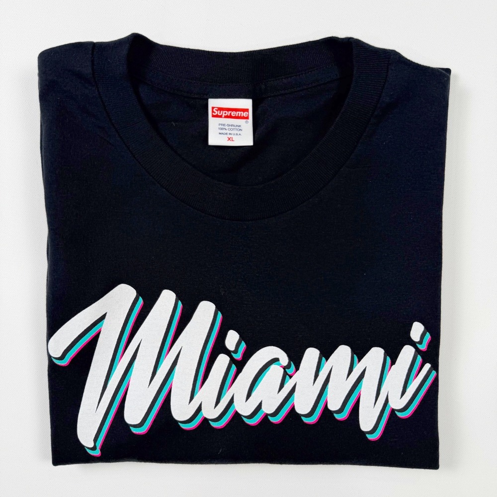 Supreme Miami Script Tee Mens XL Black NWOT Short Sleeve‎ Graphic T-Shirt